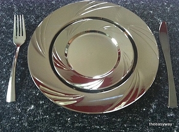 Rund assiet tallrik i silver. 6 st.